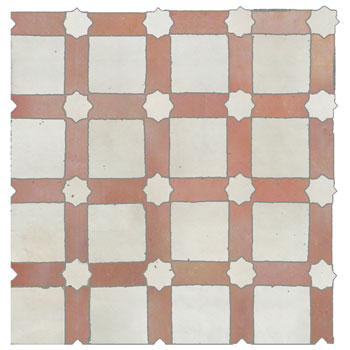 Mosaic House Moroccan tile Alhambra 1-21 White Pink  zellige, mosaic, zellij, field, pattern, glaze, stars 